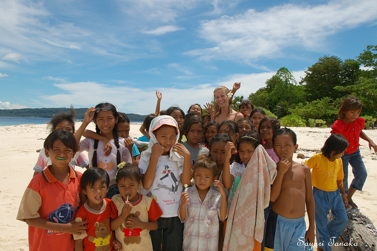 Local kids of Gangga Island in North Sulawesi, Indonesia